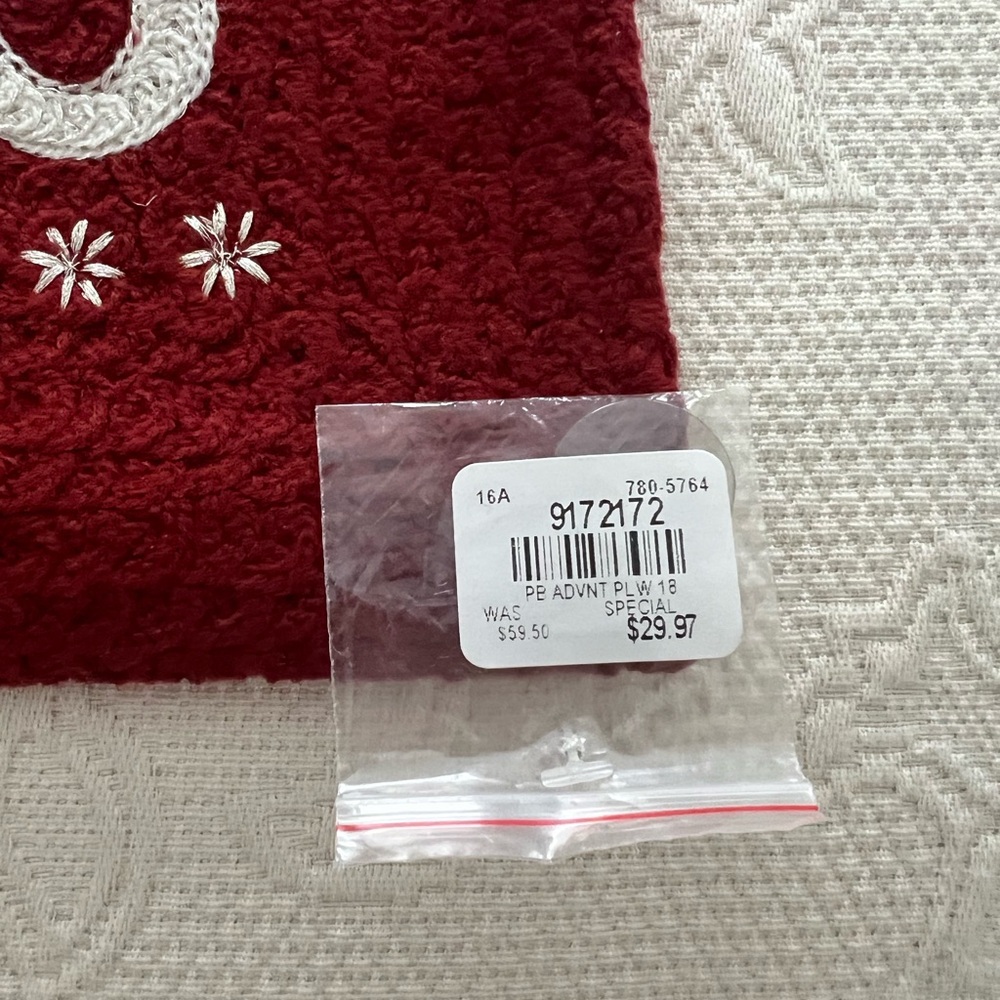 Pottery Barn Red and Green Holiday Advent Pillow - Picture 2 of 5